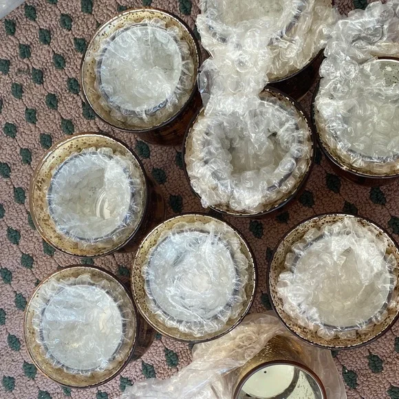 6 Gold mercury glass tea Candle Holders - Picture 7 of 8